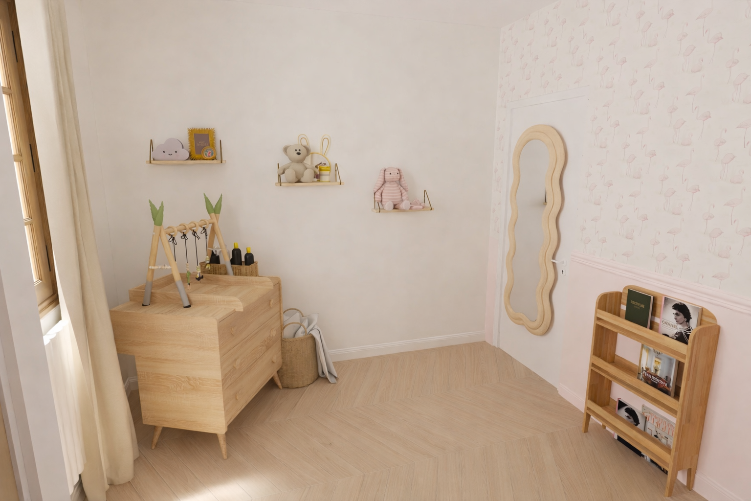 Commode en bois naturel