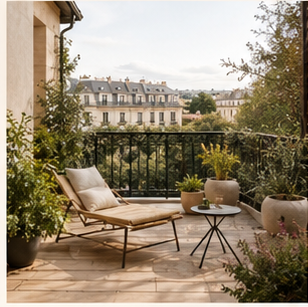 Aménagement d'un balcon ou d'une terrasse avec espace détente